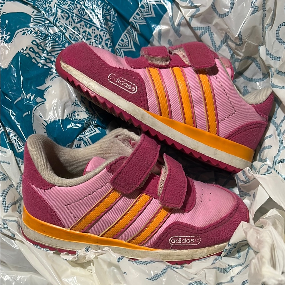 Adidas Pink and Orange Retro Sneakers size 6